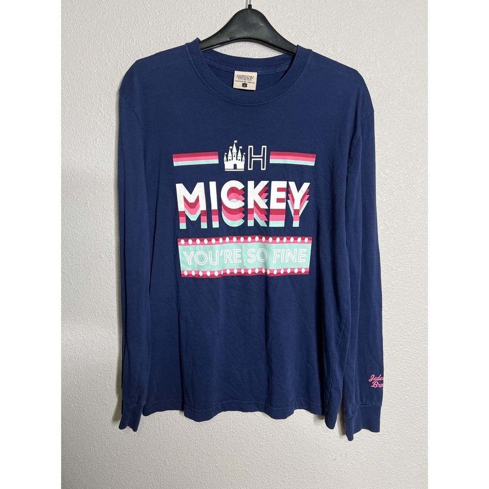 Jadelynn Brooke Mickey You're So Fine Long Sleeve Graphic Tee Women's Small Blue